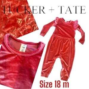 Soft pink / red shinny shimmering suit .